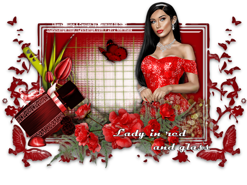 Lady in red and glass